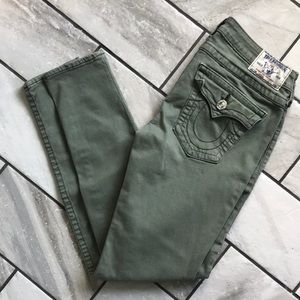 True Religion Army Green Legging Jean 30